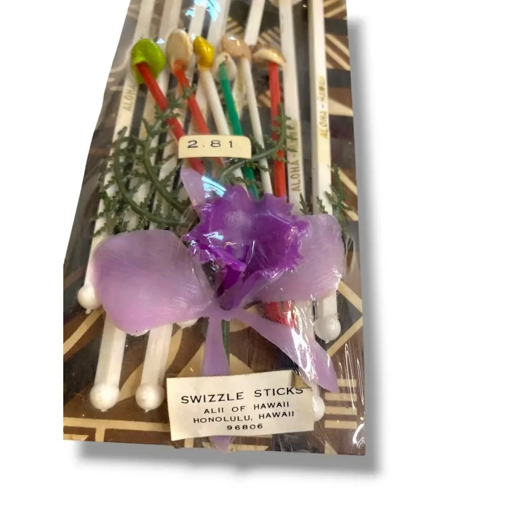 Vintage New Souvenir Swizzle Sticks Hawaii Aloha Tiki Bar Decor